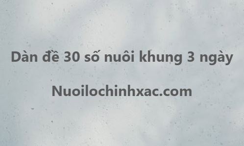 Dàn đề 30 số nuôi khung 3 ngày